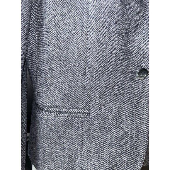 Saville Blazer Tweed Herringbone Jacket Womens Size 10 Petite Wool Grey Career - Picture 4 of 11